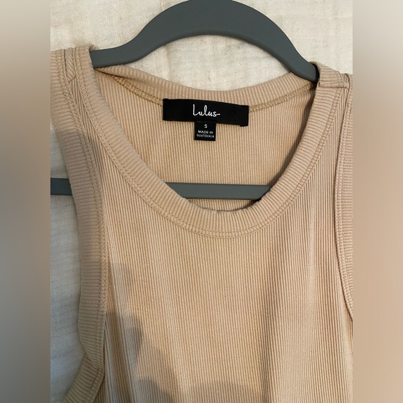 Lulu’s Simply Wonderful Tan Ribbed Bodycon Midi Dress - Picture 7 of 8